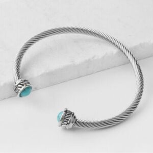 PLUNDER “REINA” SILVER BANGLE W/TURQUOISE ACCENTS - BRAND NEW!